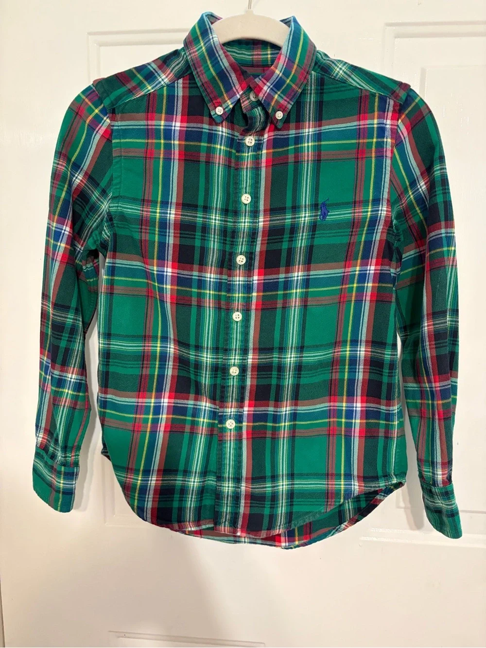 Ralph Lauren Boy’s Classic Green, Blue, Red Plaid Button Down Shirt Size 8 EUC